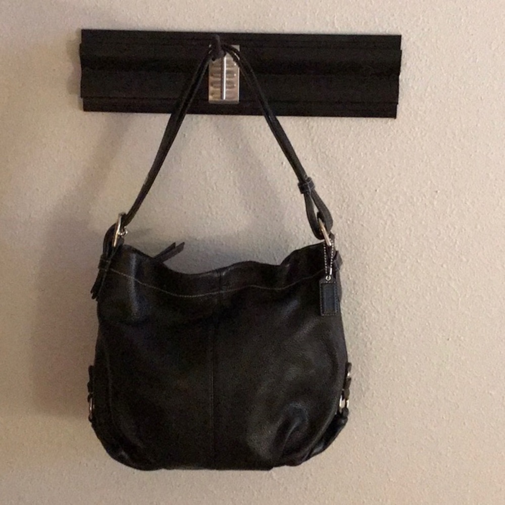 VINTAGE COACH HUGE GORGEOUS HOBO BLACK LEATHER NO HANG TAG!